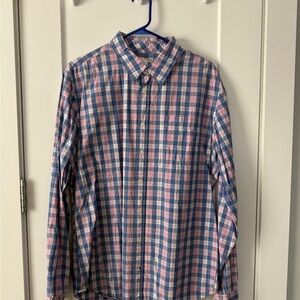 Men's Blue and Pink Checkered Shirt